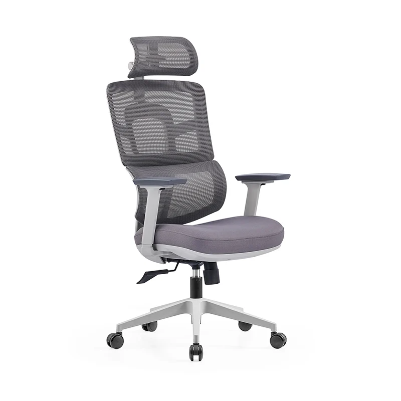 Modern Grey High Back Ergonomic Mesh Executive Office Chair - 3D Armrests Adjustable Headrest Desk Chair For Home Office