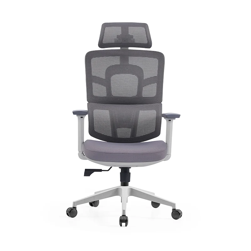 Modern Grey High Back Ergonomic Mesh Executive Office Chair - 3D Armrests Adjustable Headrest Desk Chair For Home Office