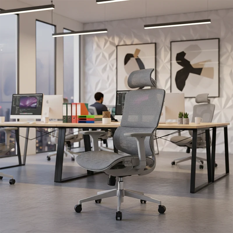 Modern Ergonomic High Back Mesh Grey Executive Office Chair - Adjustable 3D Armrests Lumbar Support Swivel Desk Chair For Home Office