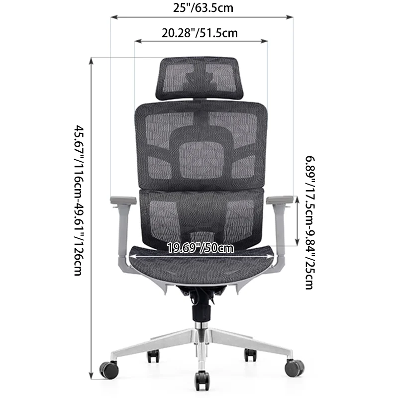 Modern Ergonomic High Back Mesh Grey Executive Office Chair - Adjustable 3D Armrests Lumbar Support Swivel Desk Chair For Home Office