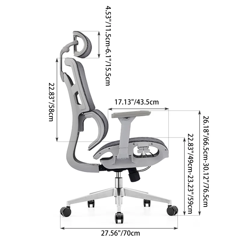 Modern Ergonomic High Back Mesh Grey Executive Office Chair - Adjustable 3D Armrests Lumbar Support Swivel Desk Chair For Home Office
