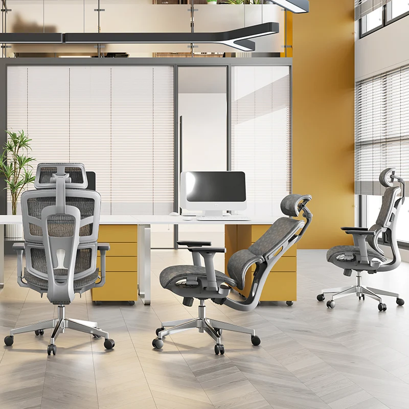 Modern Ergonomic High Back Mesh Grey Executive Office Chair - Adjustable 3D Armrests Lumbar Support Swivel Desk Chair For Home Office