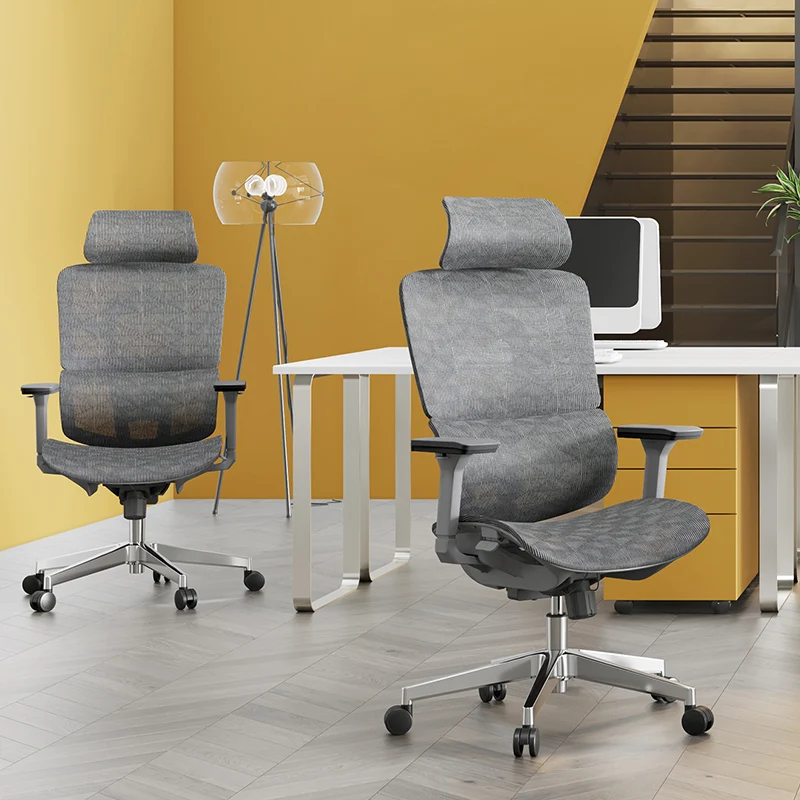 Modern Ergonomic High Back Mesh Grey Executive Office Chair - Adjustable 3D Armrests Lumbar Support Swivel Desk Chair For Home Office