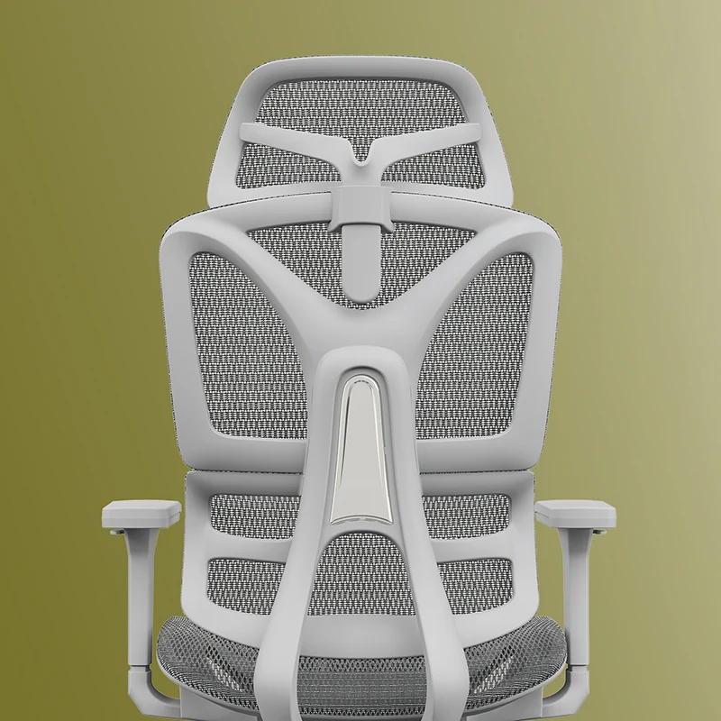 Modern Grey Ergonomic High Back Mesh Office Chair - Adjustable Headrest Lumbar Support Desk Chair For Home Office