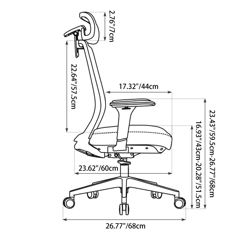 Modern Minimalist Ergonomic Desk Chair - High-Back Mesh Gaming Chair: Adjustable Headrest And Armrest For Home Office