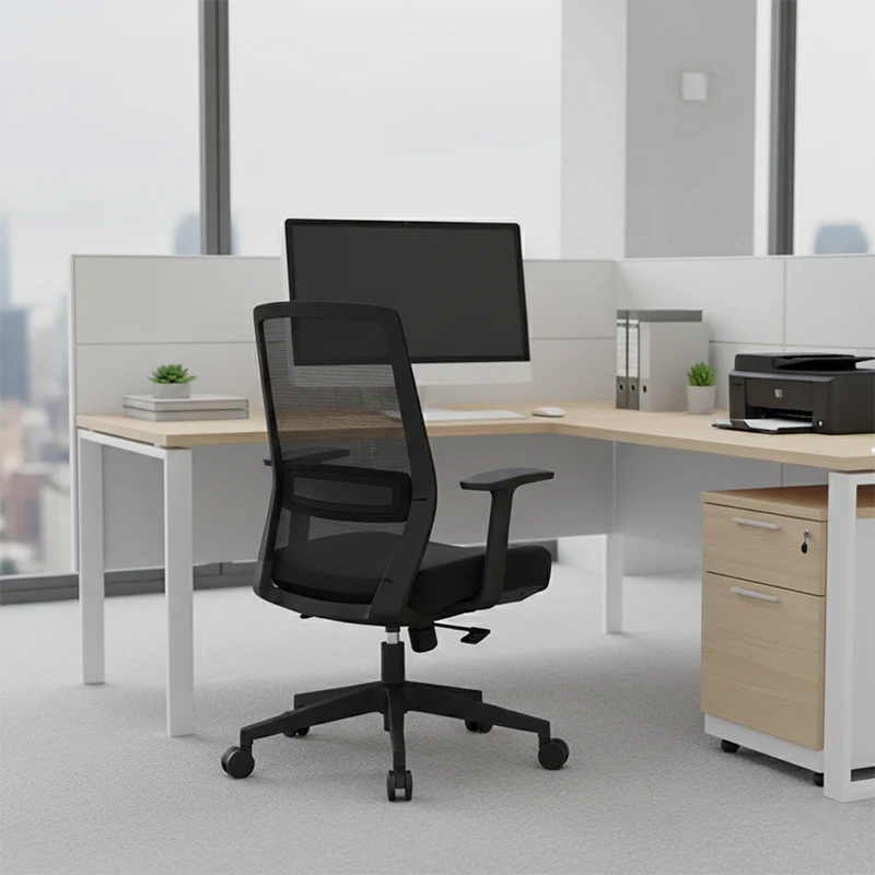 Modern Minimalist Mid-Back Ergonomic Desk Chair - Breathable Mesh Gaming Chair: Adjustable Lumbar Support Swivel Chair For Home Office
