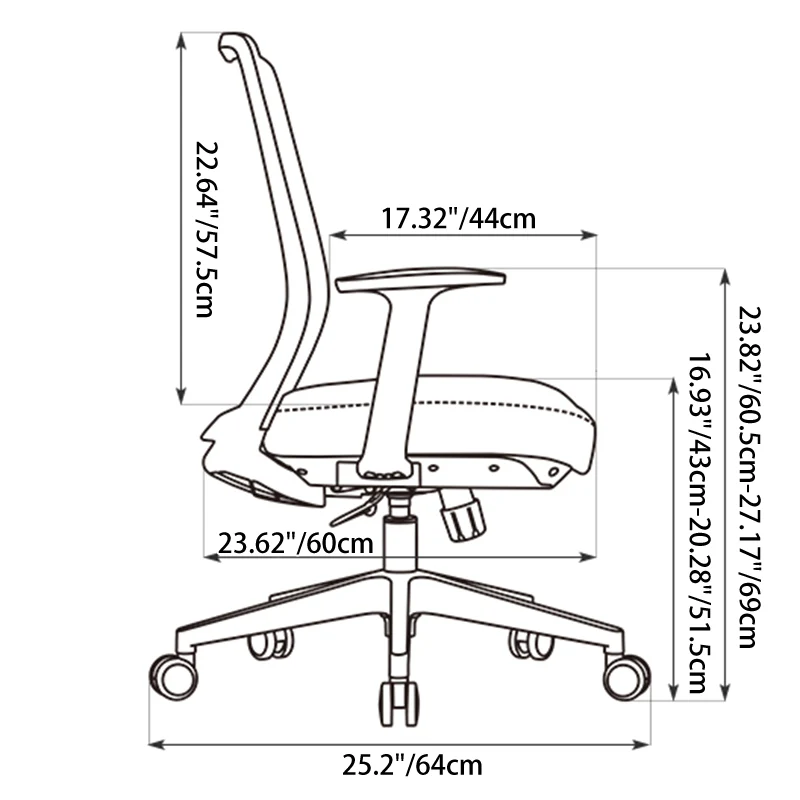Modern Minimalist Mid-Back Ergonomic Desk Chair - Breathable Mesh Gaming Chair: Adjustable Lumbar Support Swivel Chair For Home Office