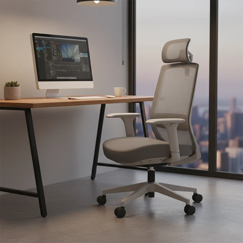 Modern Minimalist Ergonomic Desk Chair - 4D Headrest Breathable Mesh Chair: Lumbar Support Gaming Chair With Height Adjustment & Swivel For Home Office