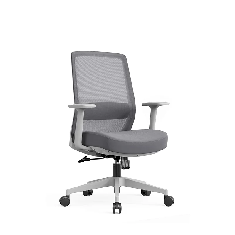 Modern Minimalist Mid-Back Desk Chair - Gray Ergonomic Gaming Chair: Breathable Mesh Swivel Office Chair For Home Office