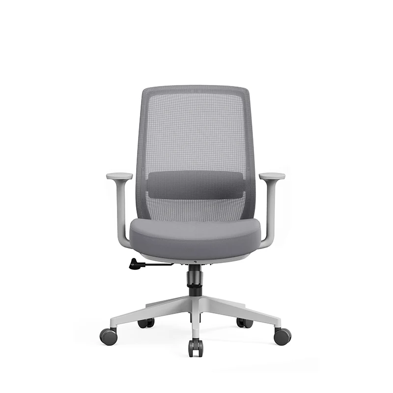 Modern Minimalist Mid-Back Desk Chair - Gray Ergonomic Gaming Chair: Breathable Mesh Swivel Office Chair For Home Office