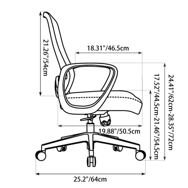 Modern Minimalist Mid-Back Desk Chair: Ergonomic Gaming Chair - Breathable Mesh Height-Adjustable Swivel Chair For Home Office