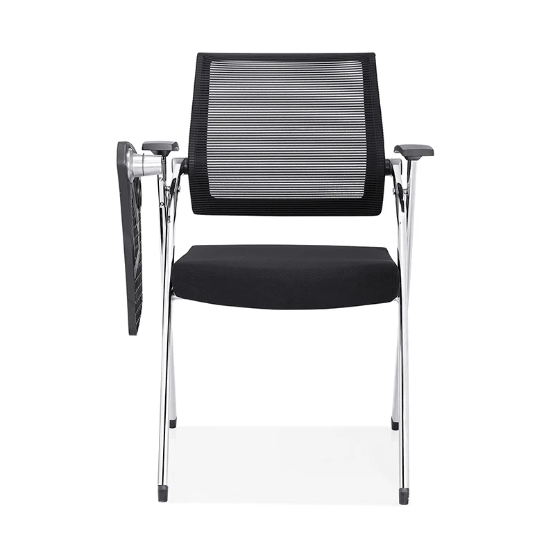 Modern Breathable High-Resilience Foam Mesh Desk Chair - Rectangular Adjustable Armrest & Writing Tablet Arm Foldable Office Chair For Home Office