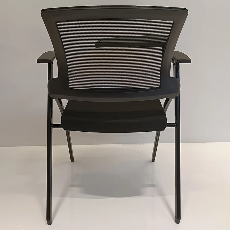 Modern High-Resilience Foam Mesh Desk Chair - Rectangular Cross-Leg Design Foldable Armrest & Writing Tablet Arm Office Chair For Home Office