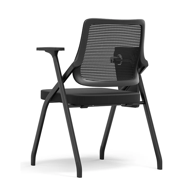 Modern Breathable High-Resilience Foam Mesh Desk Chair - Rectangular Extendable Armrest Rotating Writing Tablet Arm Foldable Office Chair For Home Office