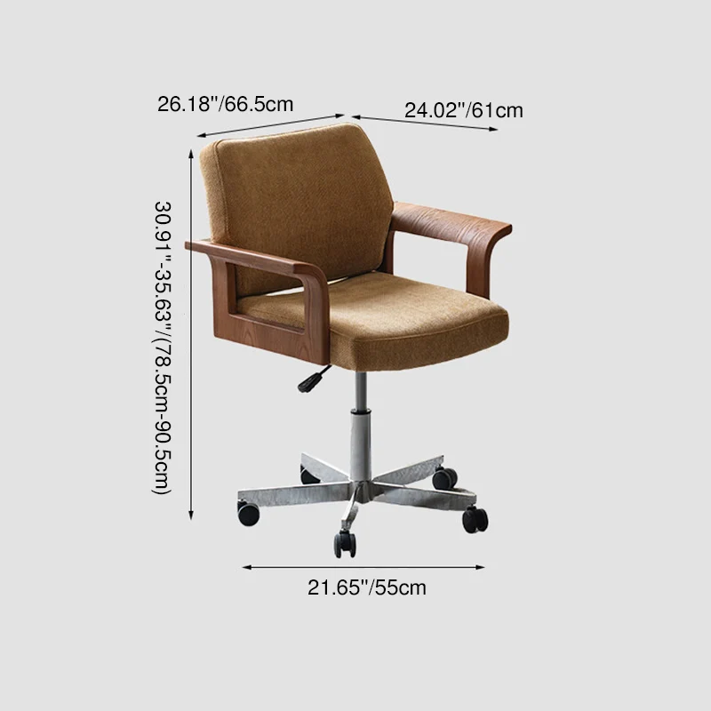 Contemporary Scandinavian Solid Wood Plywood Chenille Stainless Steel Square Liftable Rotatable Desk Chair Backrest Armrest For Home Office