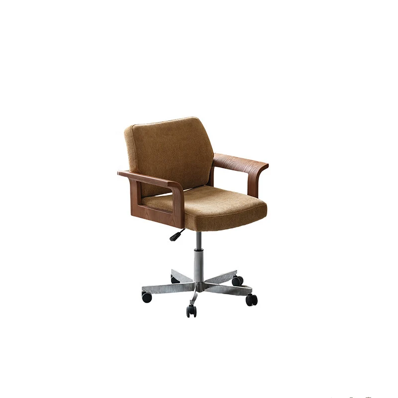 Contemporary Scandinavian Solid Wood Plywood Chenille Stainless Steel Square Liftable Rotatable Desk Chair Backrest Armrest For Home Office