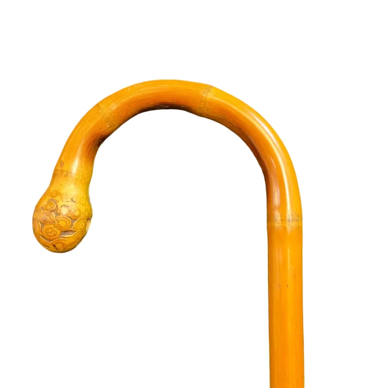 Chinese walking stick, carved wood, oriental mountain landscapes