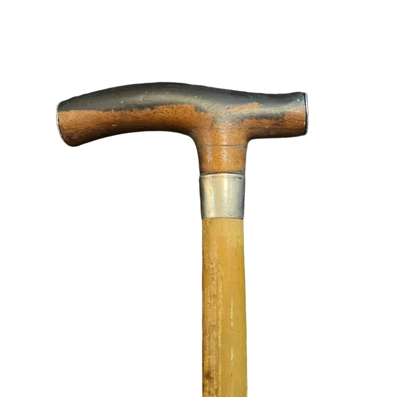 Bamboo lady's walking stick with metal accents