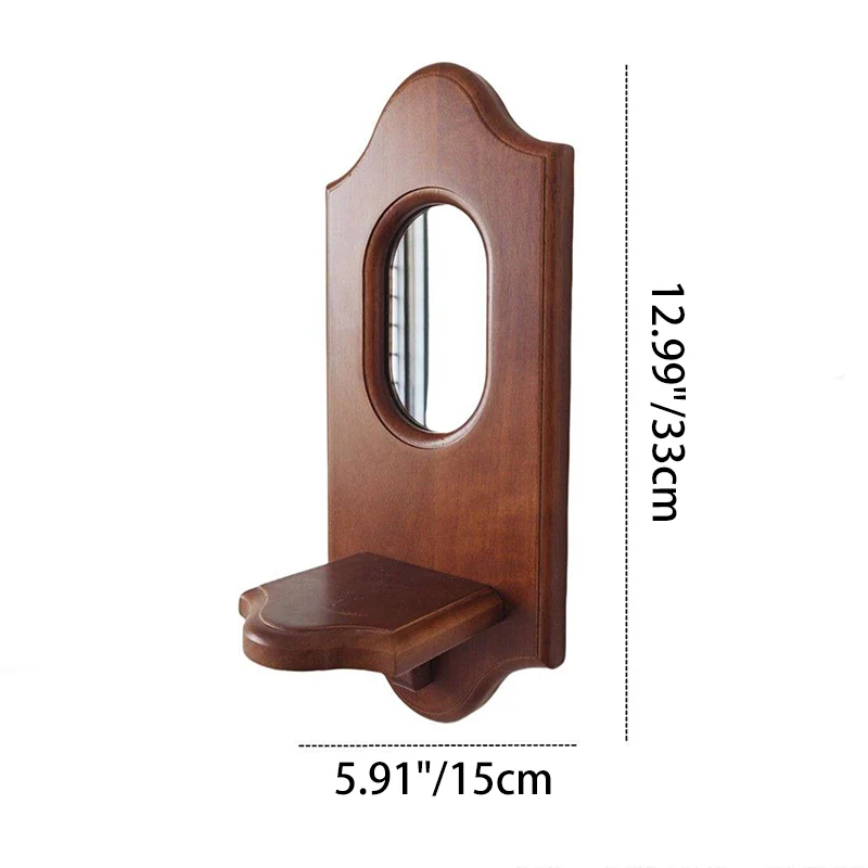 Traditional French Plywood & Glass Wall Mirror With Display Shelf For Living Room Bedroom