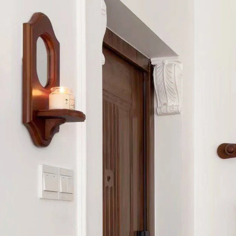 Traditional French Plywood & Glass Wall Mirror With Display Shelf For Living Room Bedroom