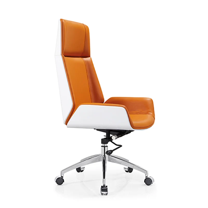 Modern Executive Premium Brazilian Cowhide Leather Contact Surface Office Chair - Rectangular High Back Height-Adjustable Swivel Desk Chair For Home Office