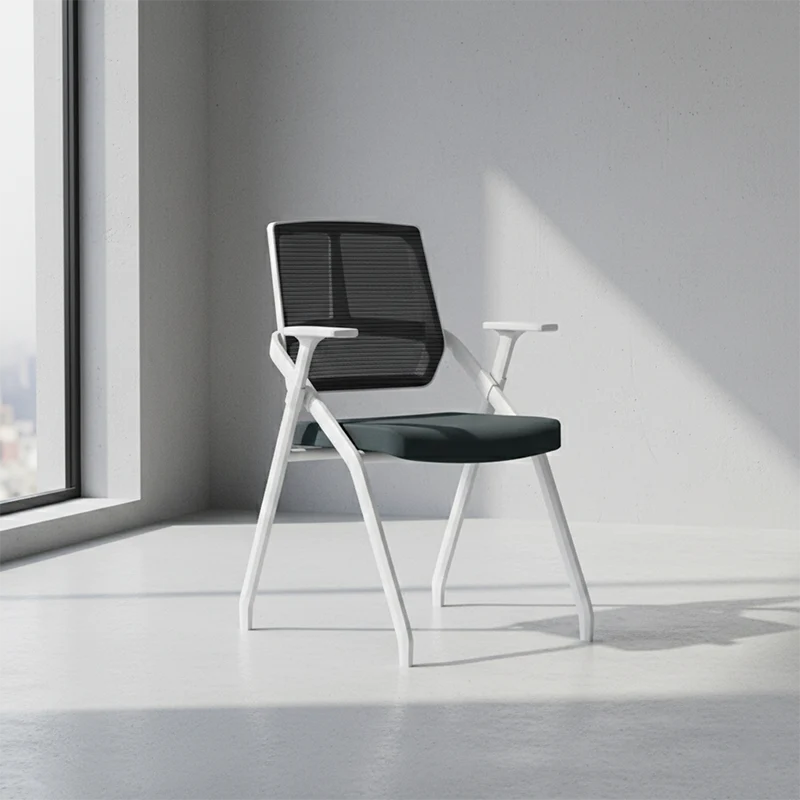 Modern Ergonomic Folding Office Chair - Rectangular Nesting Desk Chair With Flip-up Seat & 2D Armrests For Home Office