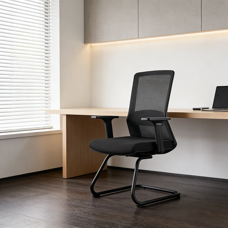 Modern Minimalist Breathable Mesh Office Chair With Lumbar Support - High Density Foam Seat Steel Desk Chair For Home Office