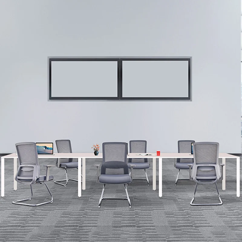 Modern Gray Ergonomic Mesh Visitor Chair With Lumbar Support - Heavy-Duty Cantilever Desk Chair With Electroplated Steel Frame For Home Office