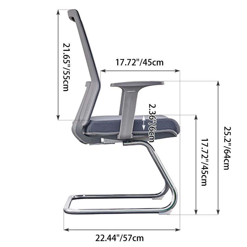 Modern Gray Ergonomic Mesh Visitor Chair With Lumbar Support - Heavy-Duty Cantilever Desk Chair With Electroplated Steel Frame For Home Office