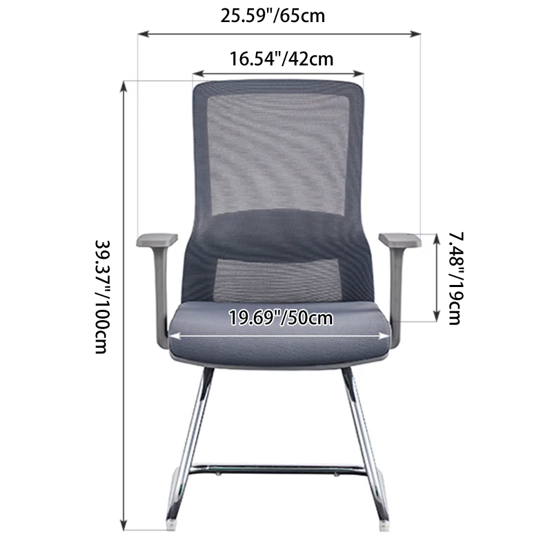 Modern Gray Ergonomic Mesh Visitor Chair With Lumbar Support - Heavy-Duty Cantilever Desk Chair With Electroplated Steel Frame For Home Office