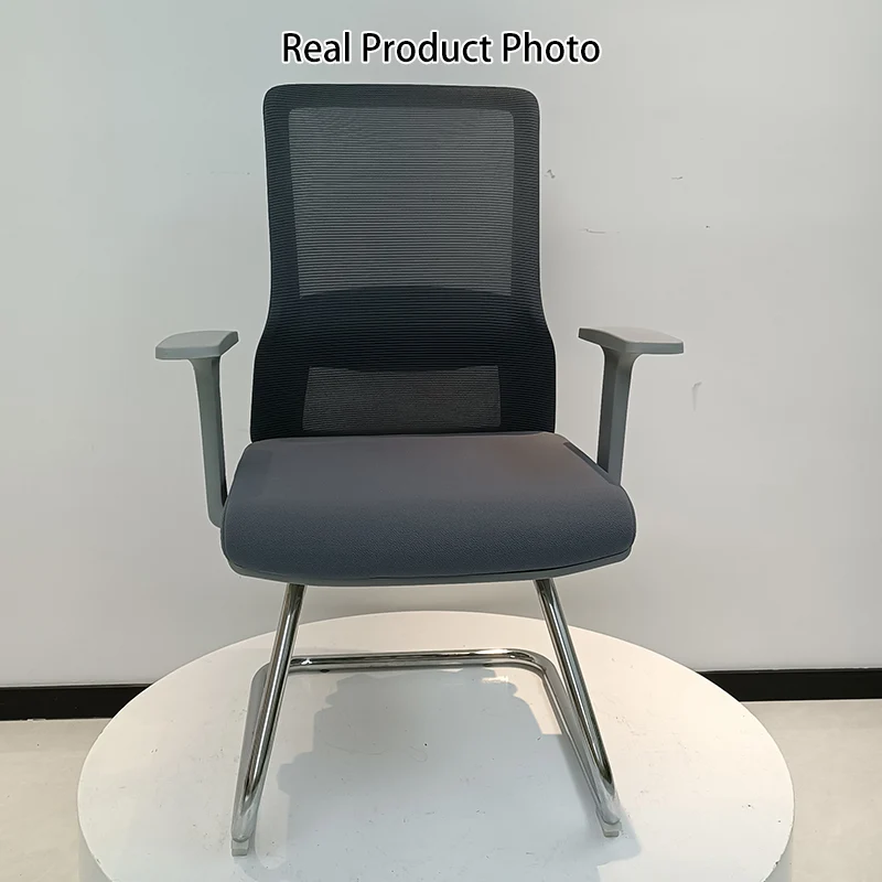 Modern Gray Ergonomic Mesh Visitor Chair With Lumbar Support - Heavy-Duty Cantilever Desk Chair With Electroplated Steel Frame For Home Office