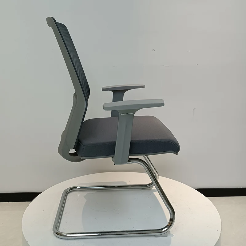 Modern Gray Ergonomic Mesh Visitor Chair With Lumbar Support - Heavy-Duty Cantilever Desk Chair With Electroplated Steel Frame For Home Office