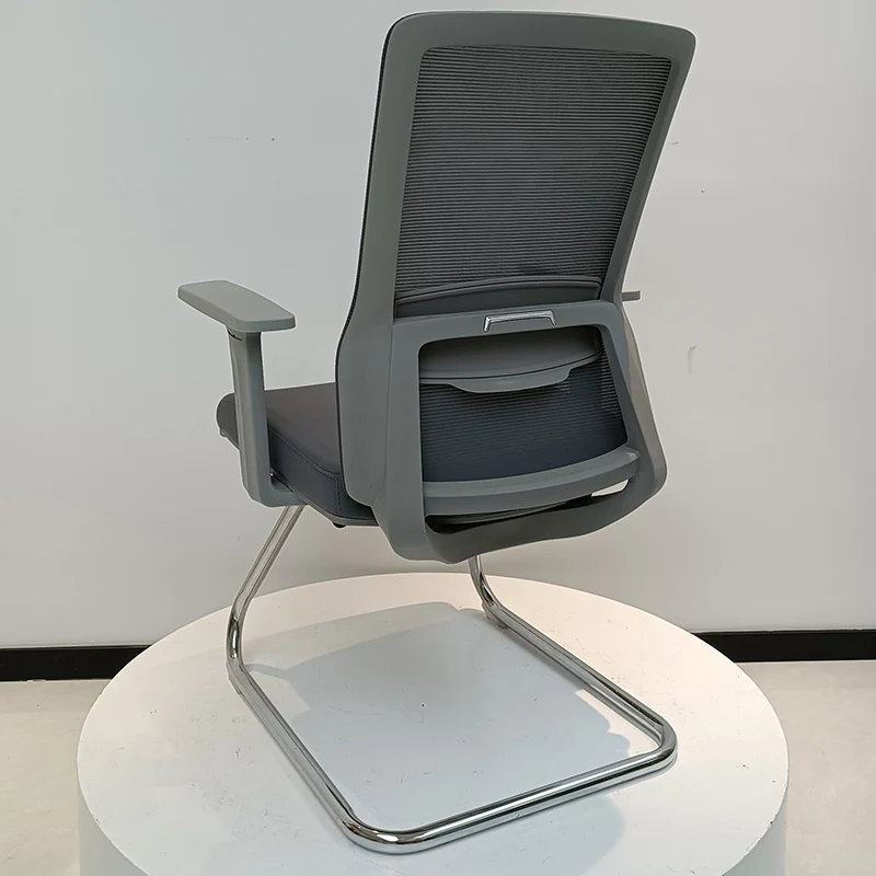 Modern Gray Ergonomic Mesh Visitor Chair With Lumbar Support - Heavy-Duty Cantilever Desk Chair With Electroplated Steel Frame For Home Office