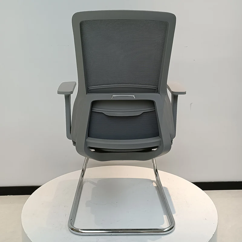 Modern Gray Ergonomic Mesh Visitor Chair With Lumbar Support - Heavy-Duty Cantilever Desk Chair With Electroplated Steel Frame For Home Office