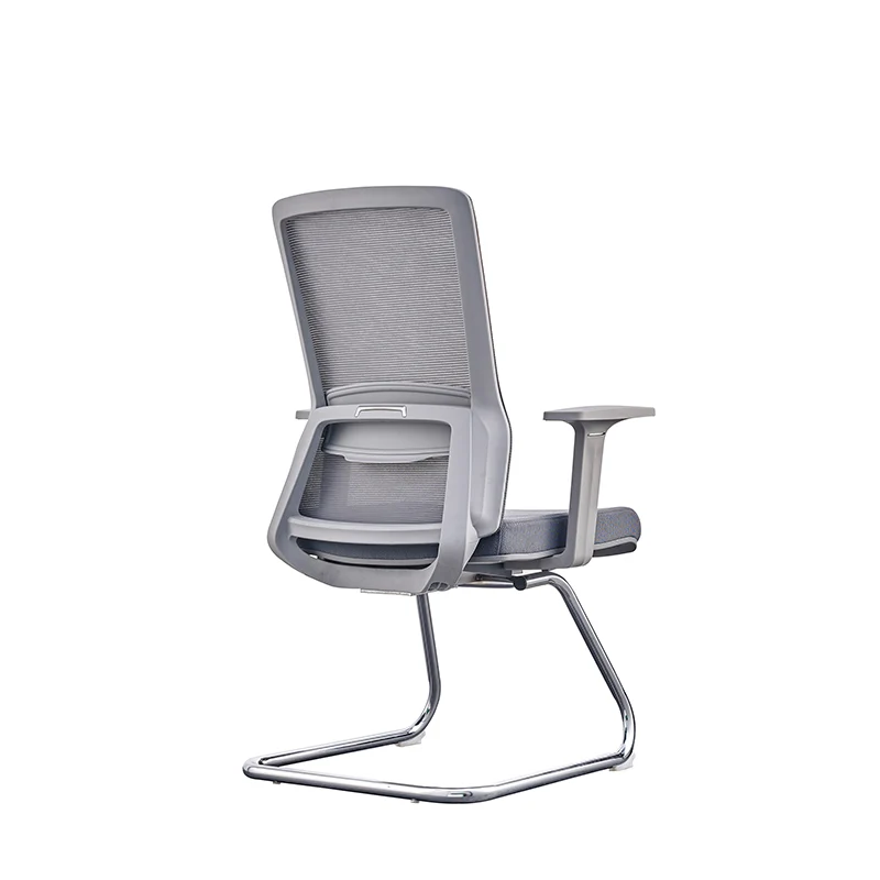 Modern Gray Ergonomic Mesh Visitor Chair With Lumbar Support - Heavy-Duty Cantilever Desk Chair With Electroplated Steel Frame For Home Office