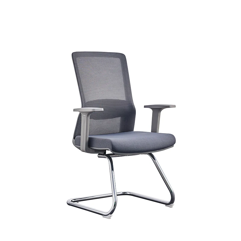 Modern Gray Ergonomic Mesh Visitor Chair With Lumbar Support - Heavy-Duty Cantilever Desk Chair With Electroplated Steel Frame For Home Office
