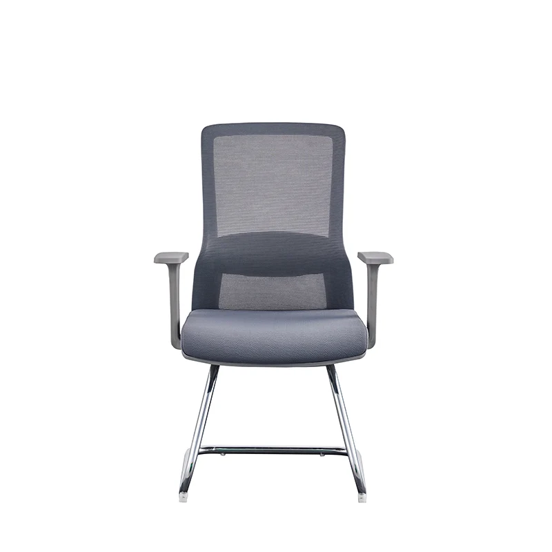 Modern Gray Ergonomic Mesh Visitor Chair With Lumbar Support - Heavy-Duty Cantilever Desk Chair With Electroplated Steel Frame For Home Office