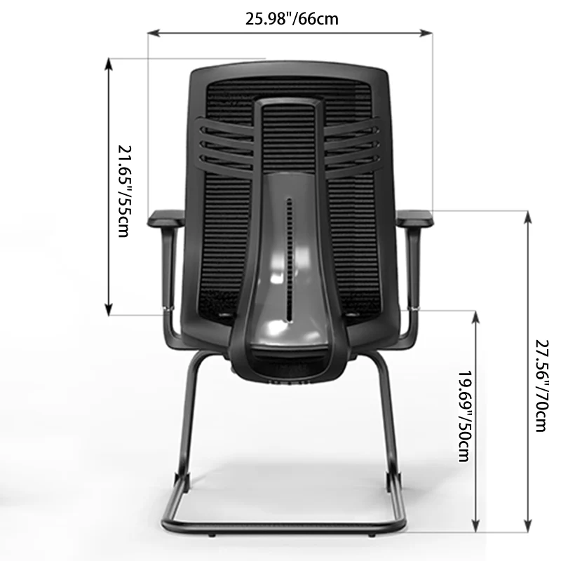 Modern Ergonomic Executive Mesh Desk Chair With Adjustable Lumbar Support - Black Sled Base Meeting Seating Office Chair For Home Office