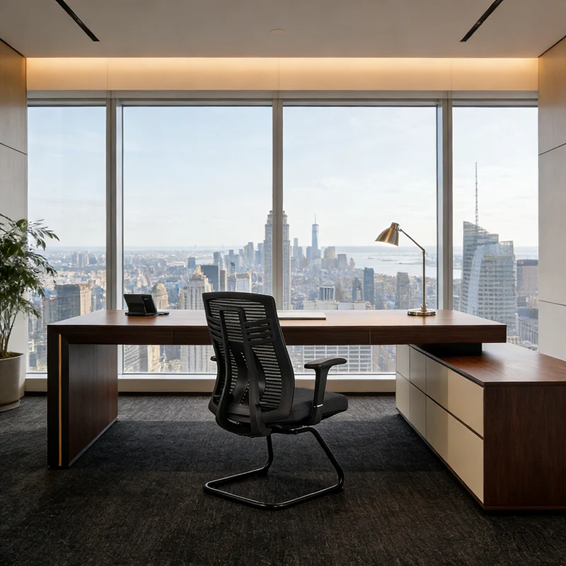 Modern Ergonomic Executive Mesh Desk Chair With Adjustable Lumbar Support - Black Sled Base Meeting Seating Office Chair For Home Office