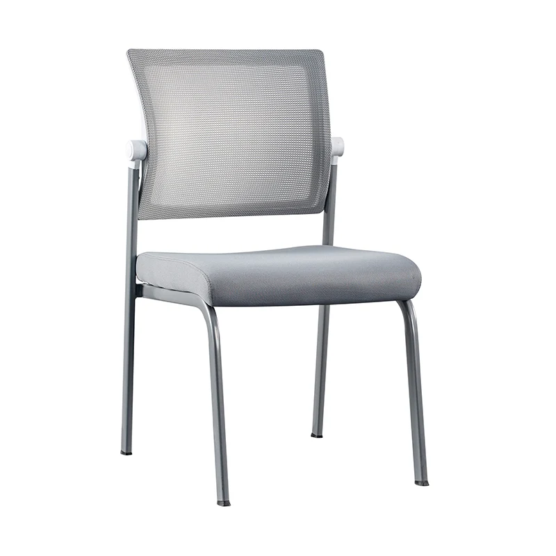 Modern Ergonomic White & Gray Mesh Office Chair - Professional Meeting & Guest Seating With Heavy-Duty Steel Base Desk Chair For Home Office