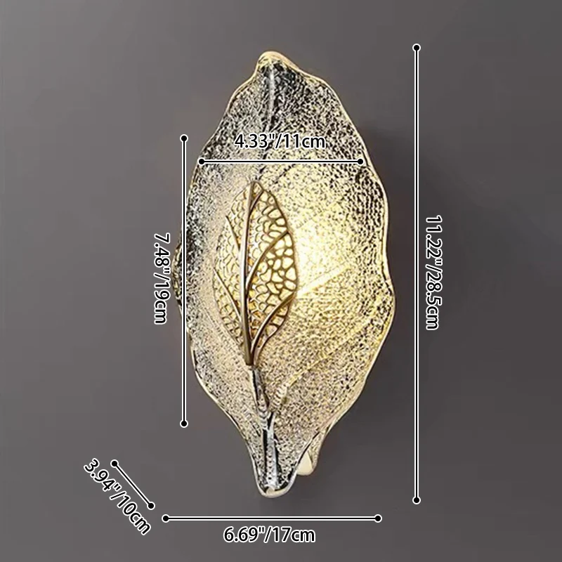 Modern Luxury Aluminum Carbon Steel Leaf Glass 1/3/5-Light Wall Sconce Lamp For Living Room & Bedroom
