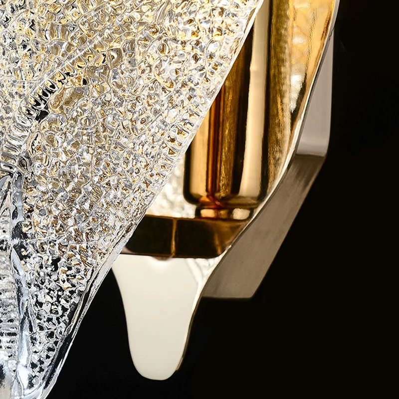 Modern Luxury Aluminum Carbon Steel Leaf Glass 1/3/5-Light Wall Sconce Lamp For Living Room & Bedroom