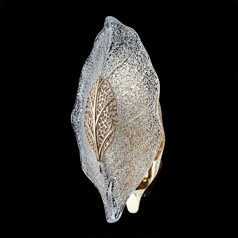 Modern Luxury Aluminum Carbon Steel Leaf Glass 1/3/5-Light Wall Sconce Lamp For Living Room & Bedroom