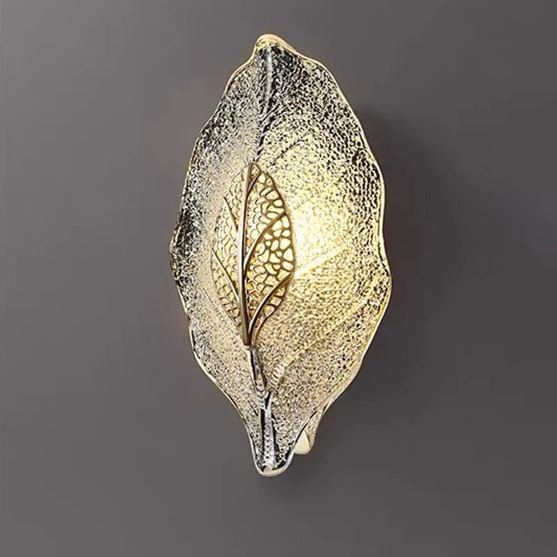 Modern Luxury Aluminum Carbon Steel Leaf Glass 1/3/5-Light Wall Sconce Lamp For Living Room & Bedroom