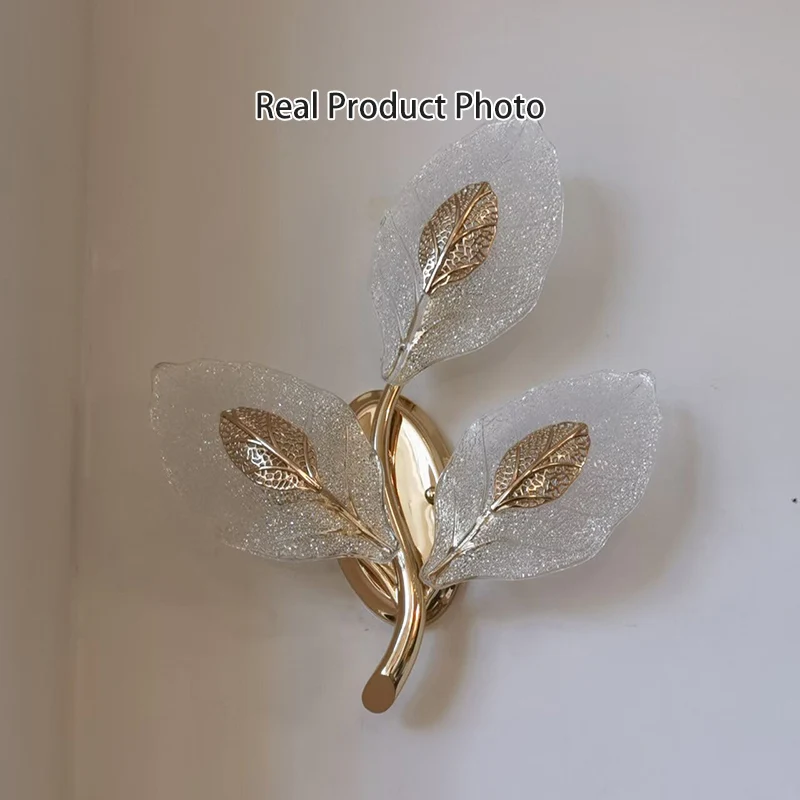 Modern Luxury Aluminum Carbon Steel Leaf Glass 1/3/5-Light Wall Sconce Lamp For Living Room & Bedroom