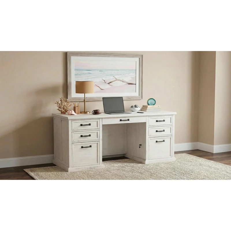 Coaster Furniture Altidore 800796 68-inch 7-drawer Executive Home Office Desk - Distressed White