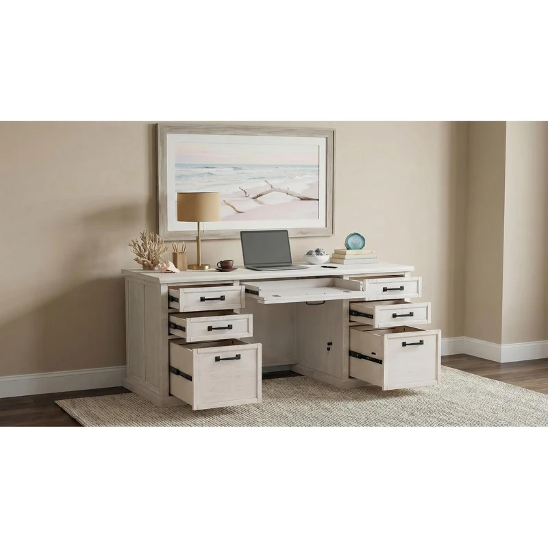 Coaster Furniture Altidore 800796 68-inch 7-drawer Executive Home Office Desk - Distressed White