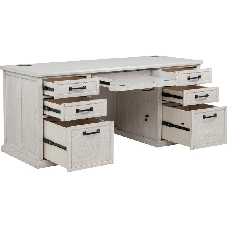 Coaster Furniture Altidore 800796 68-inch 7-drawer Executive Home Office Desk - Distressed White