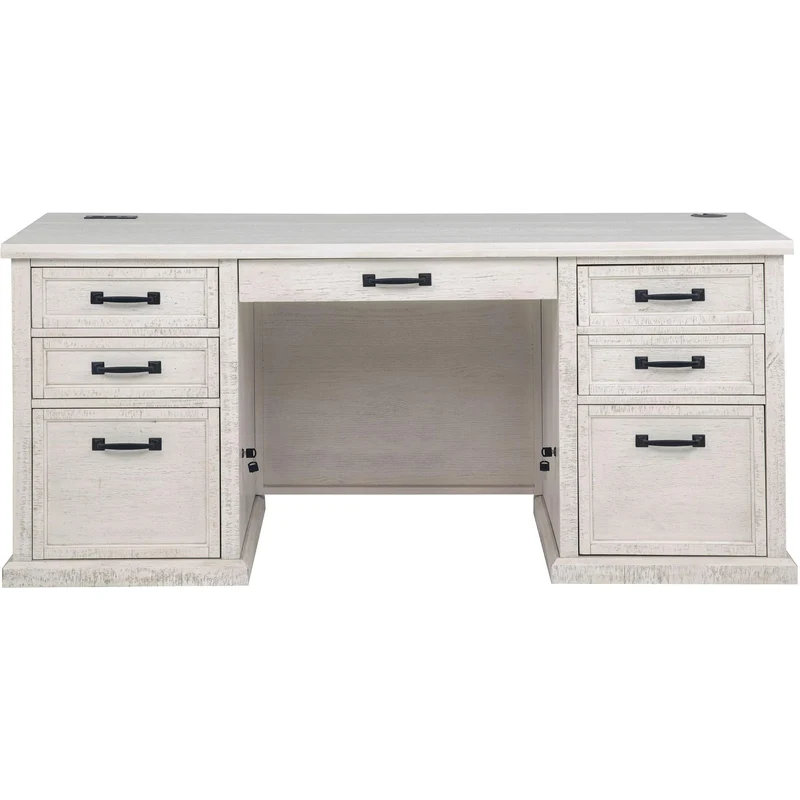 Coaster Furniture Altidore 800796 68-inch 7-drawer Executive Home Office Desk - Distressed White