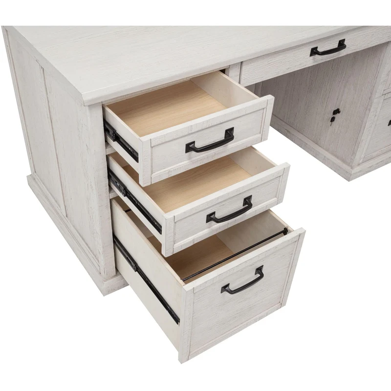 Coaster Furniture Altidore 800796 68-inch 7-drawer Executive Home Office Desk - Distressed White